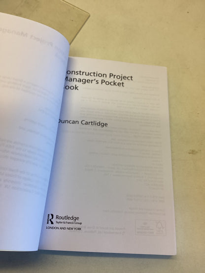 Construction Project Managers Pocket Book Duncan Cartlidge