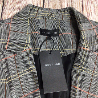 BNWT Label Lab Grey Multi Checked Blazer Jacket Size 14