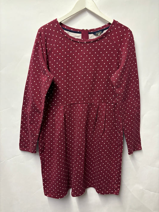 Joules Burgundy Polka Dot Cotton Mid Length Dress 18