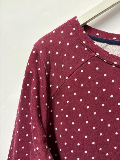 Joules Burgundy Polka Dot Cotton Mid Length Dress 18