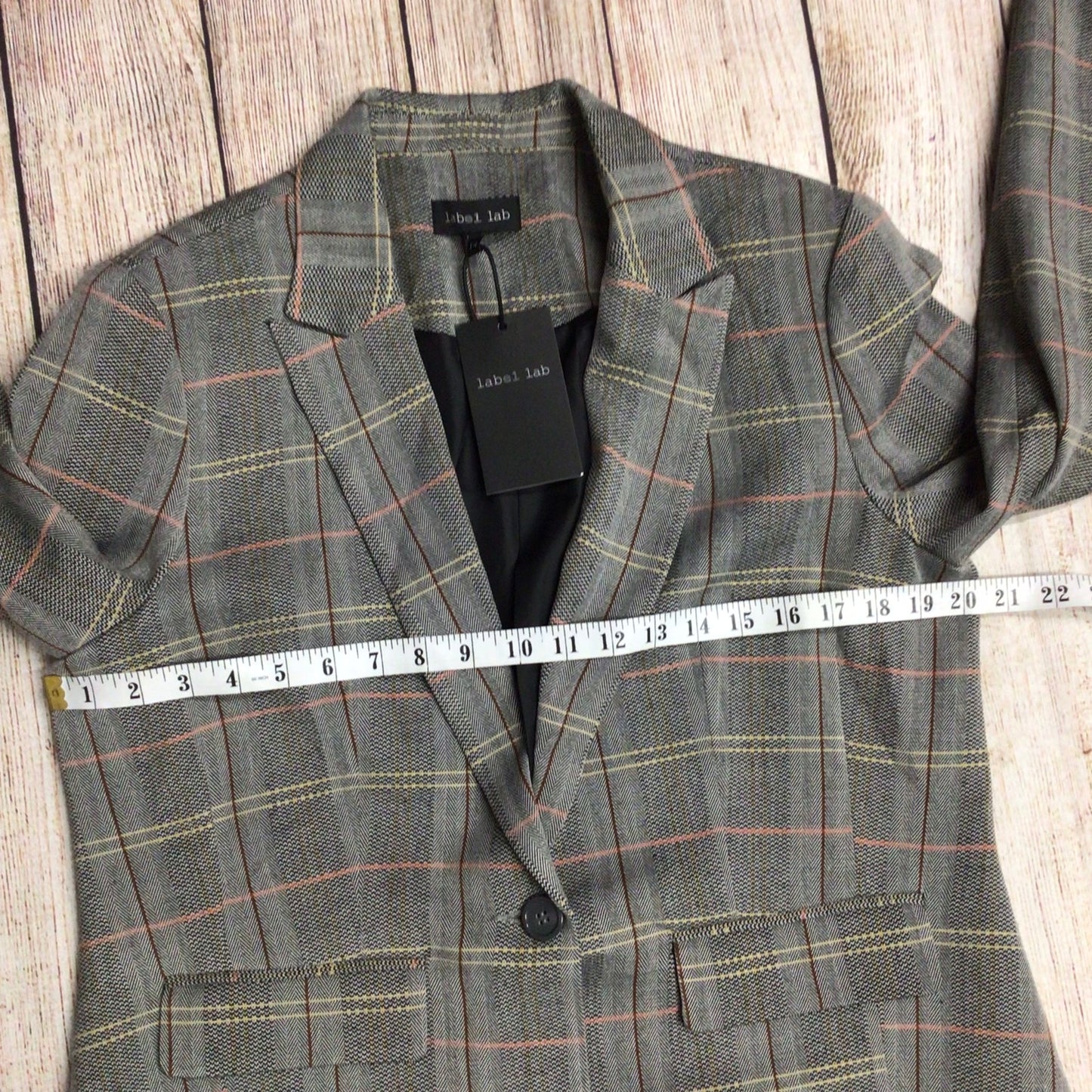 BNWT Label Lab Grey Multi Checked Blazer Jacket Size 14