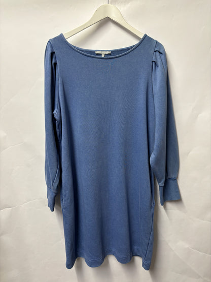 Oliver Bonas Blue Cotton Blend Sweatshirt Style Dress 16