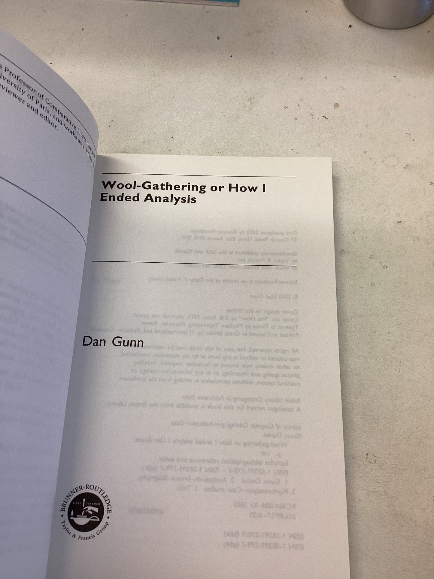 Wool-Gathering or How I Ended Analysis Dan Gunn