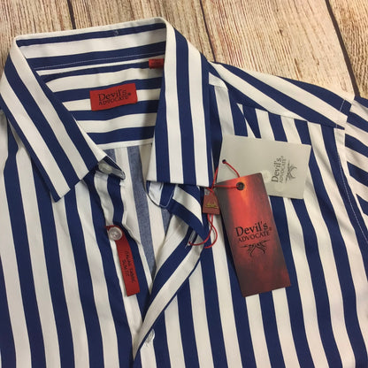 BNWT Devil's Advocate Blue & White Striped Shirt RRP £55 Size S