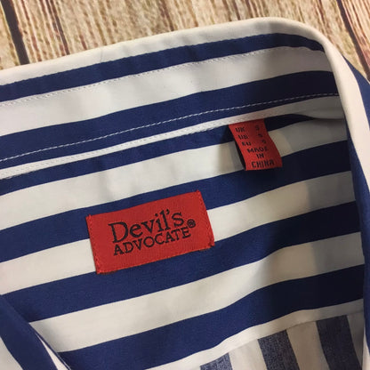 BNWT Devil's Advocate Blue & White Striped Shirt RRP £55 Size S