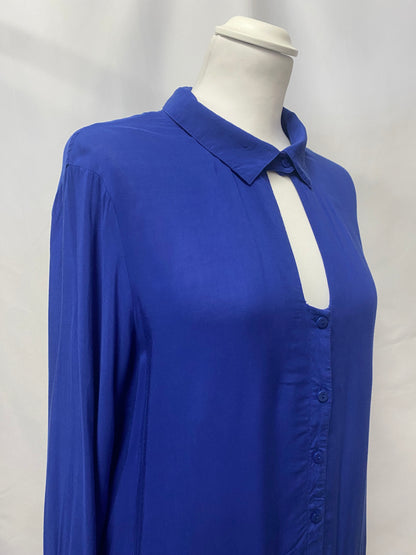 ba&sh Blue Collared Tiered Shirt Dress Medium