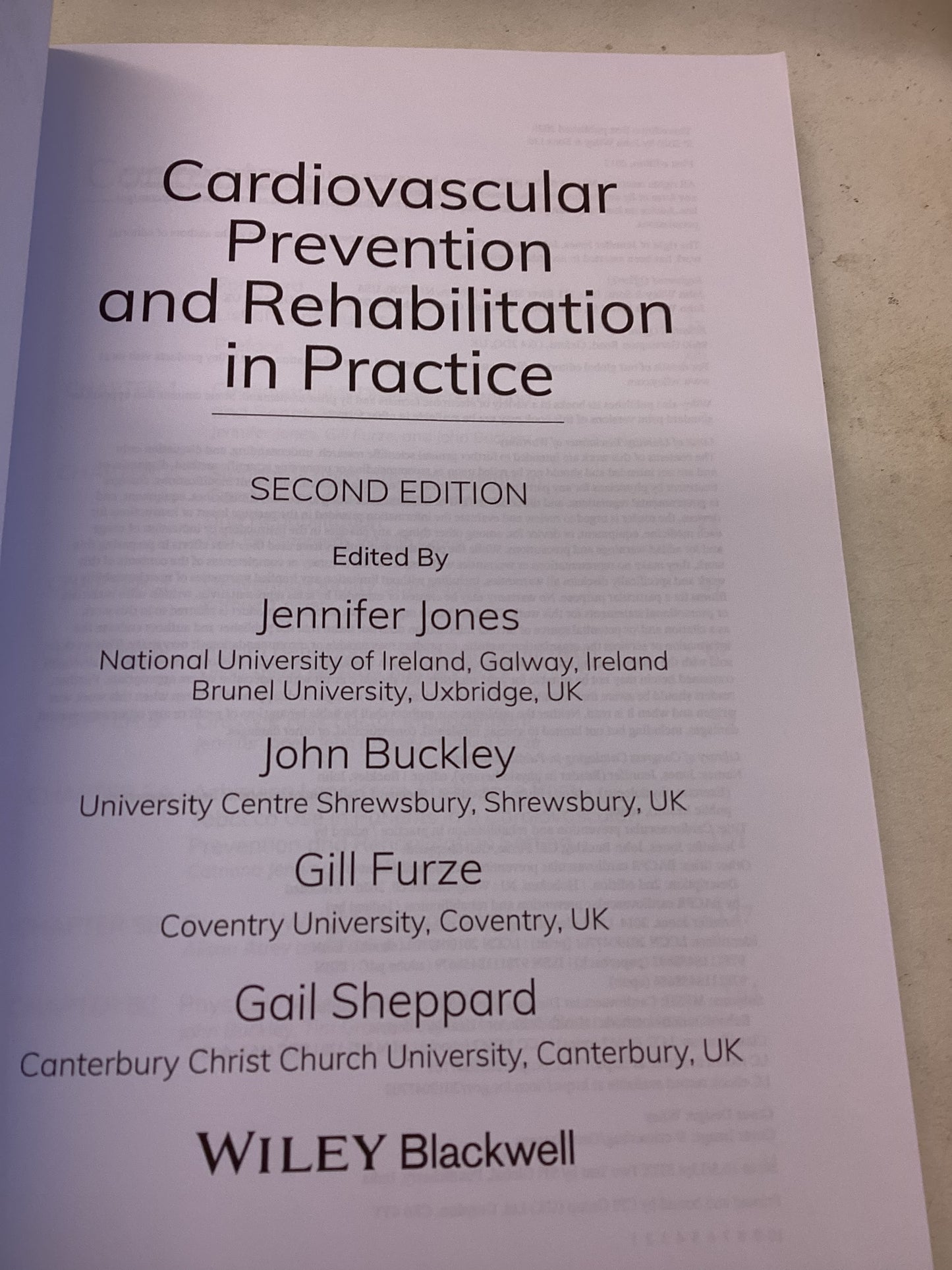Cardiovascular Prevention and Rehabilitation In Practice Second Edition Edited By Jennifer Jones, John Buckley, Gill Furze, Gail Sheppard