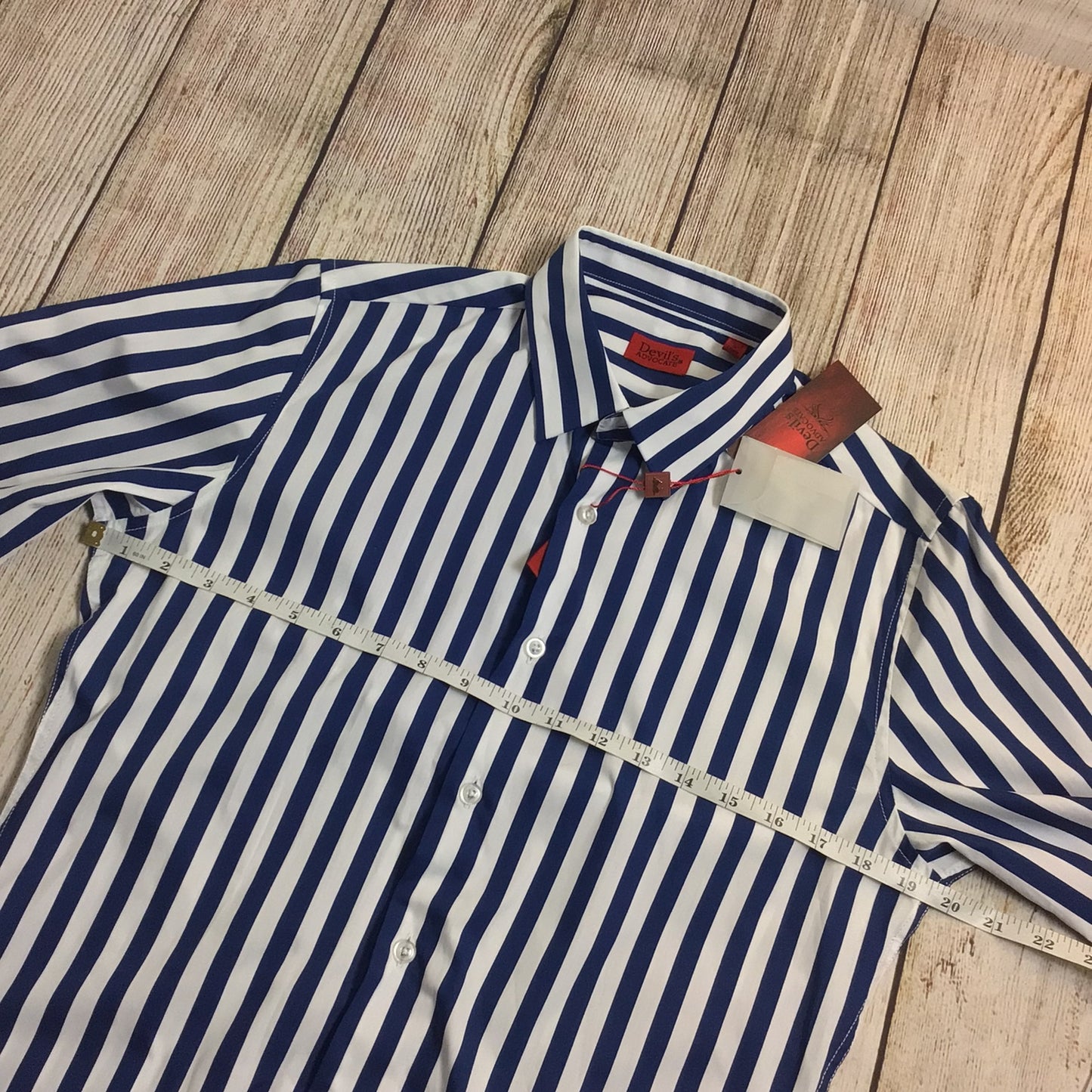 BNWT Devil's Advocate Blue & White Striped Shirt RRP £55 Size S