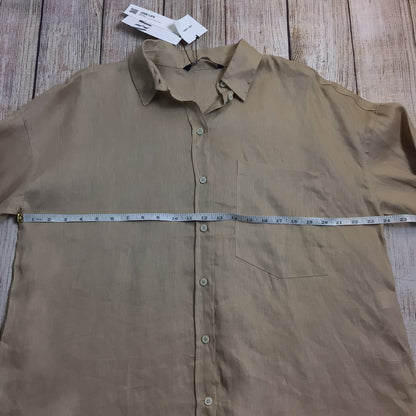 BNWT Zara Beige Blouse 100% Linen RRP £29.99 Size S