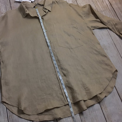 BNWT Zara Beige Blouse 100% Linen RRP £29.99 Size S