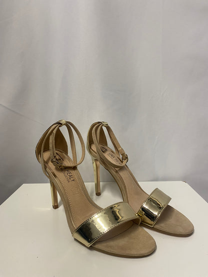 Una Healey Gold and Nude Open Toe Stiletto 5
