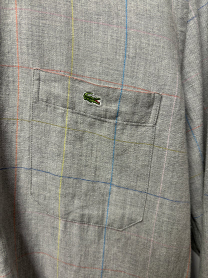 Lacoste Live Grey and Multicoloured Cotton Check Oxford Shirt 38