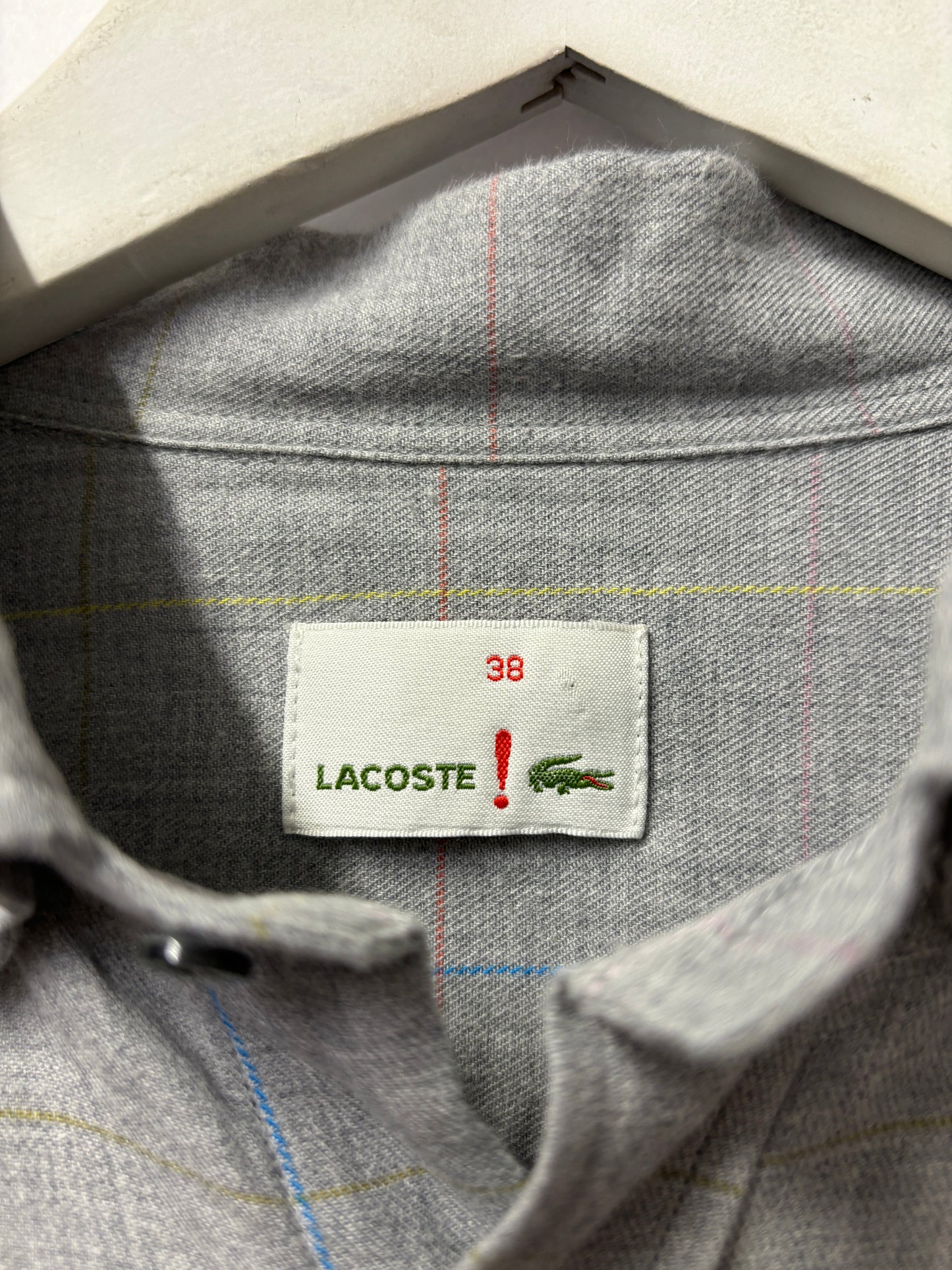 Lacoste Live Grey and Multicoloured Cotton Check Oxford Shirt 38