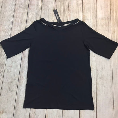 BNWT Isabel De Pedro Black Cut Out T Shirt w/Drawstring Sleeve Size 8