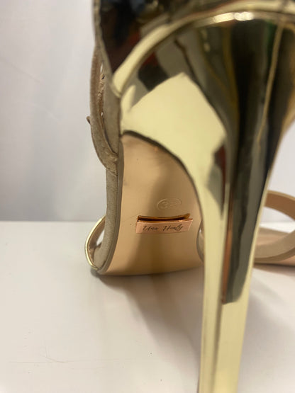 Una Healey Gold and Nude Open Toe Stiletto 5