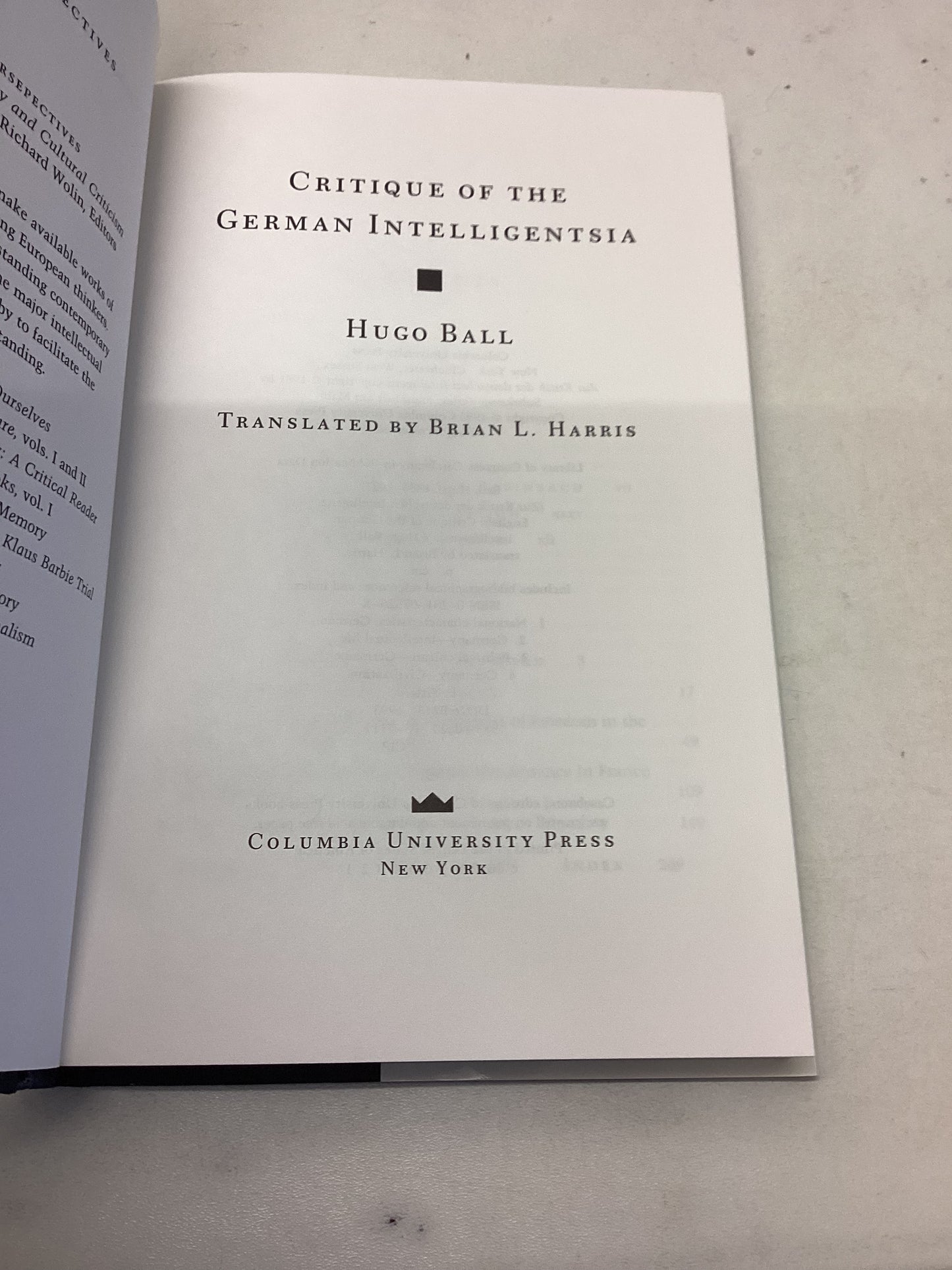 Critique of The German Intelligentsia Hugo Ball