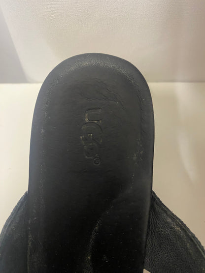 Ugg Black and Tan Cork Wedge FlipFlop Sandal 6.5