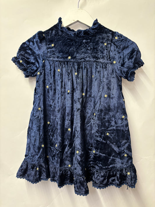 Cath Kidston Blue Gold Star Ruffle Occasion Dress 2-3 Years