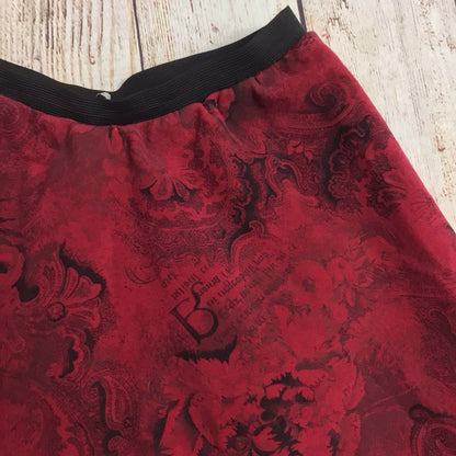 Joà Red Paisley Flower Print Velvet Skirt