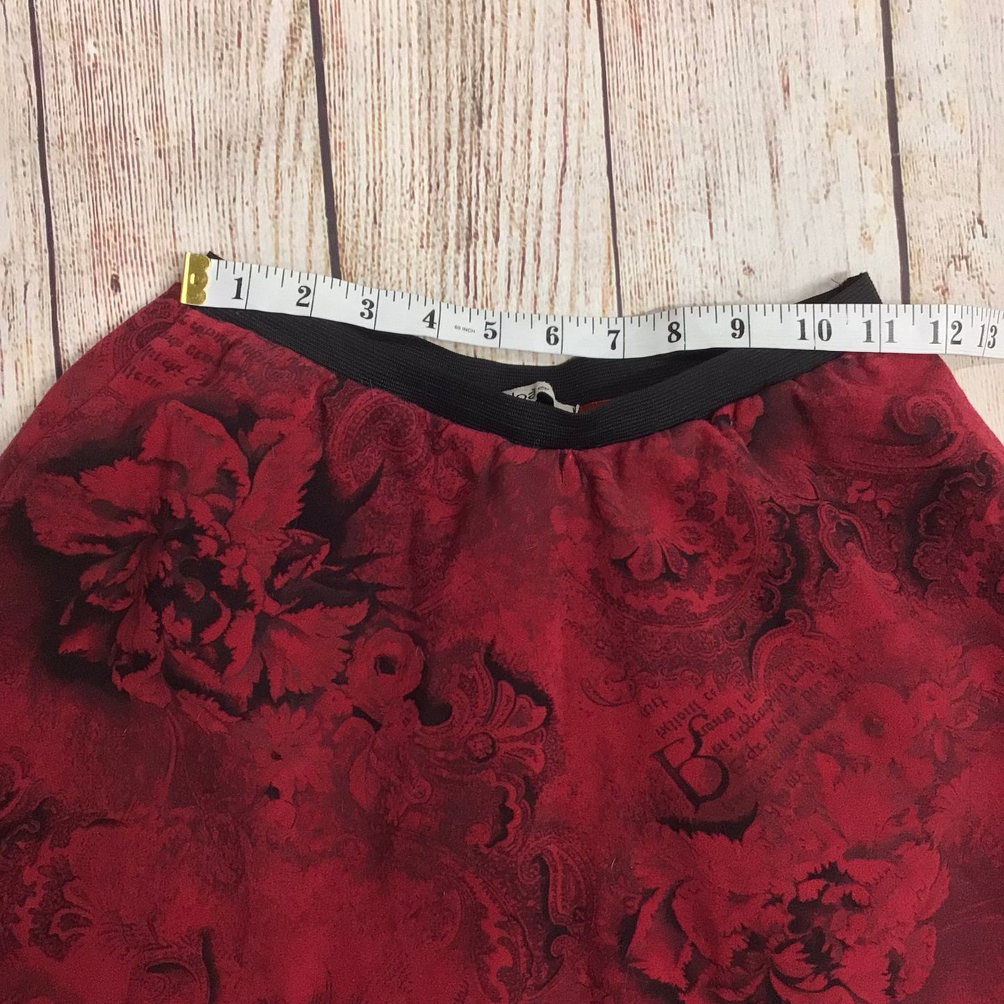 Joà Red Paisley Flower Print Velvet Skirt