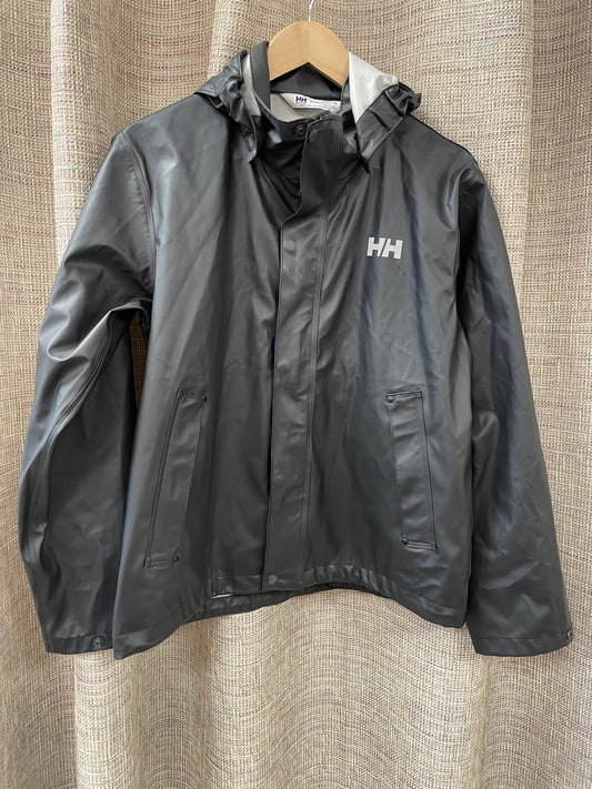 Helly Hansen Black Rain Jacket with Removable Hood 14 Large