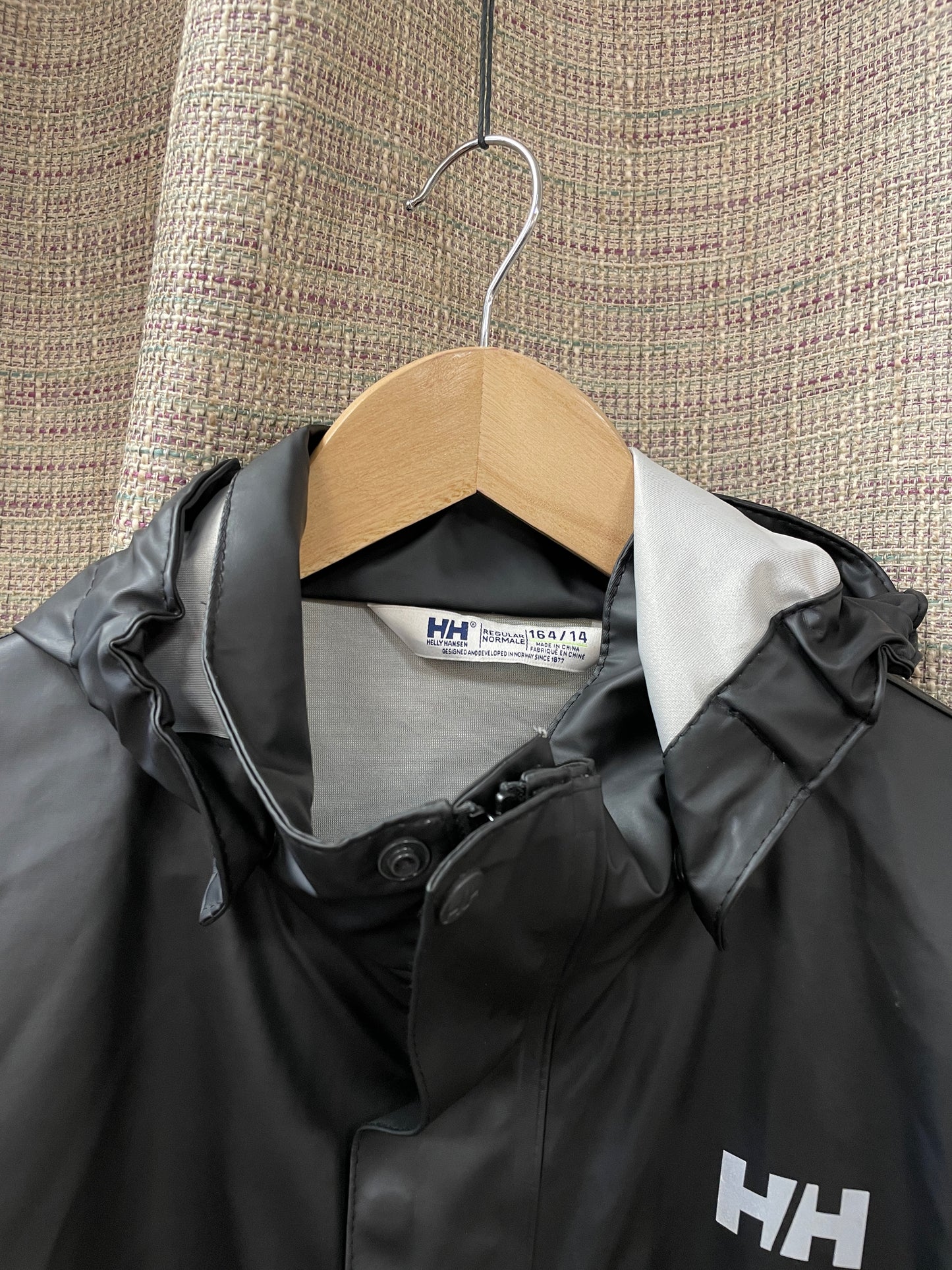 Helly Hansen Black Rain Jacket with Removable Hood 14 Large