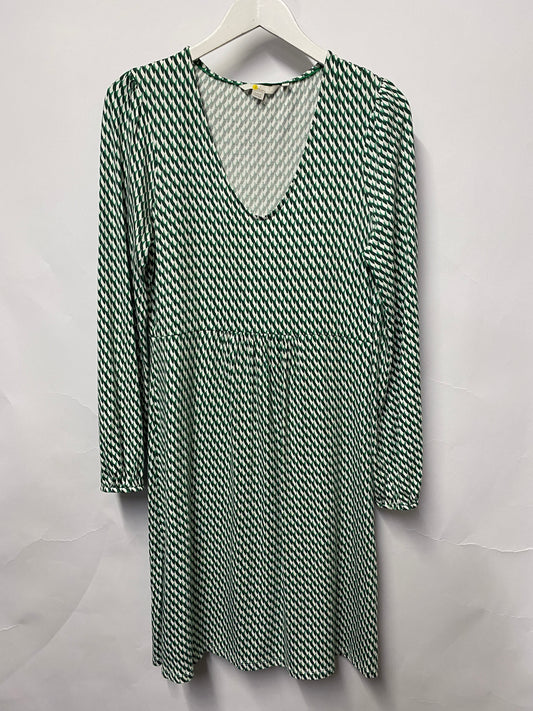 Boden Green and White Comfy Stretch Mid Length Dress 12