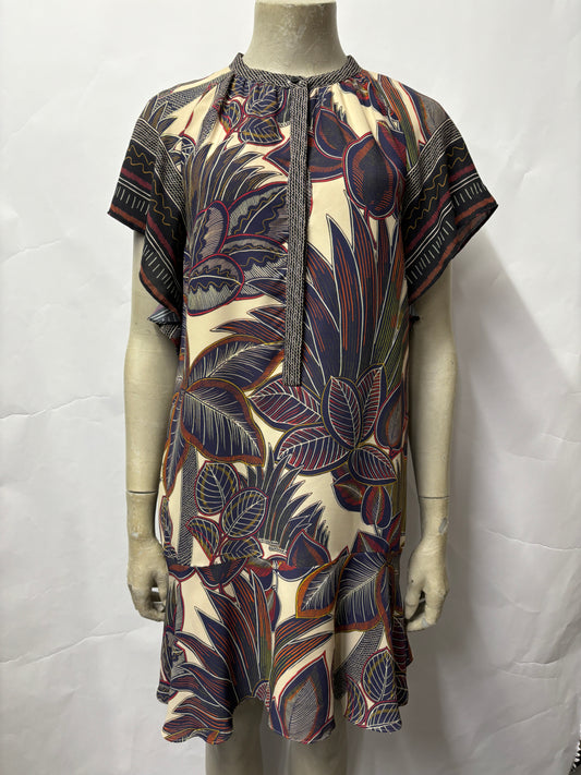 Whistles Multicolour Leaf Print Short Sleeve Dress 10