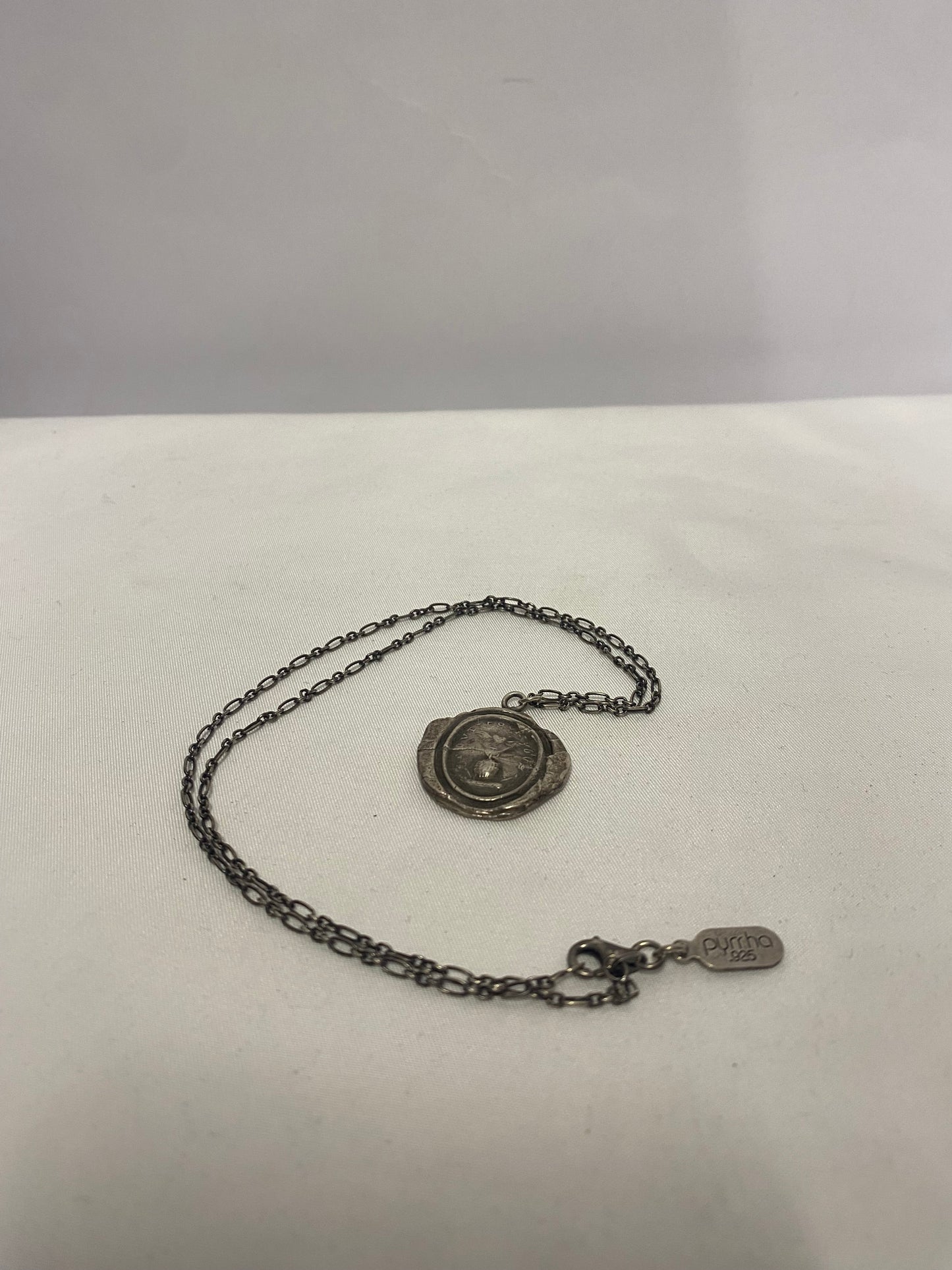 Pyrrha Winged Heart 925 Silver Talisman Necklace With Medium Anchor Chain