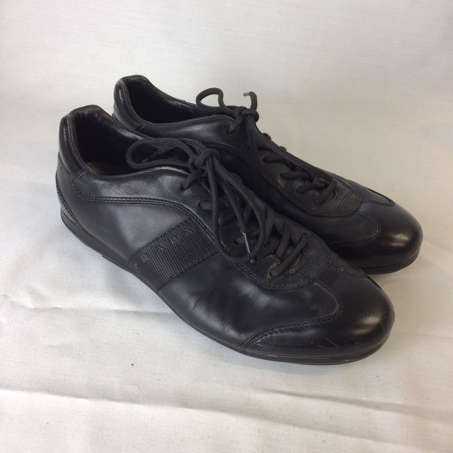 Prada 4E 1628 Black Leather Trainers Size 6.5 UK