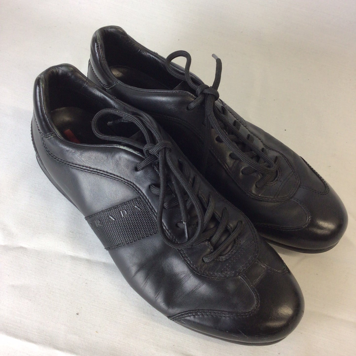 Prada 4E 1628 Black Leather Trainers Size 6.5 UK