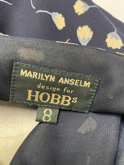Vintage Marylin Anselm for Hobbs Blue Floral Midi Summer Dress 8