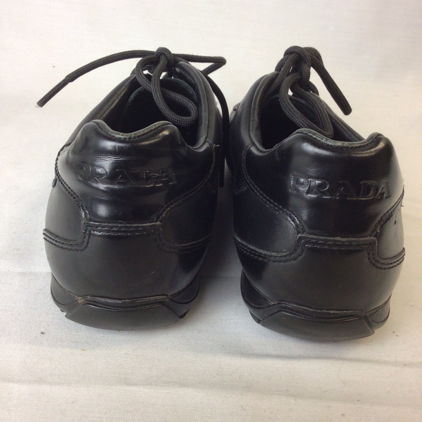 Prada 4E 1628 Black Leather Trainers Size 6.5 UK