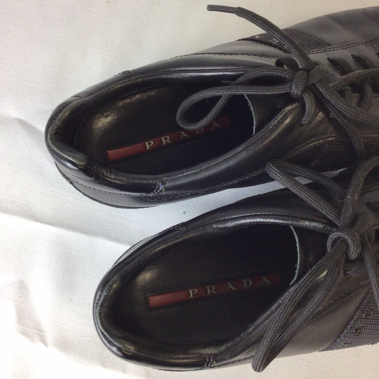 Prada 4E 1628 Black Leather Trainers Size 6.5 UK