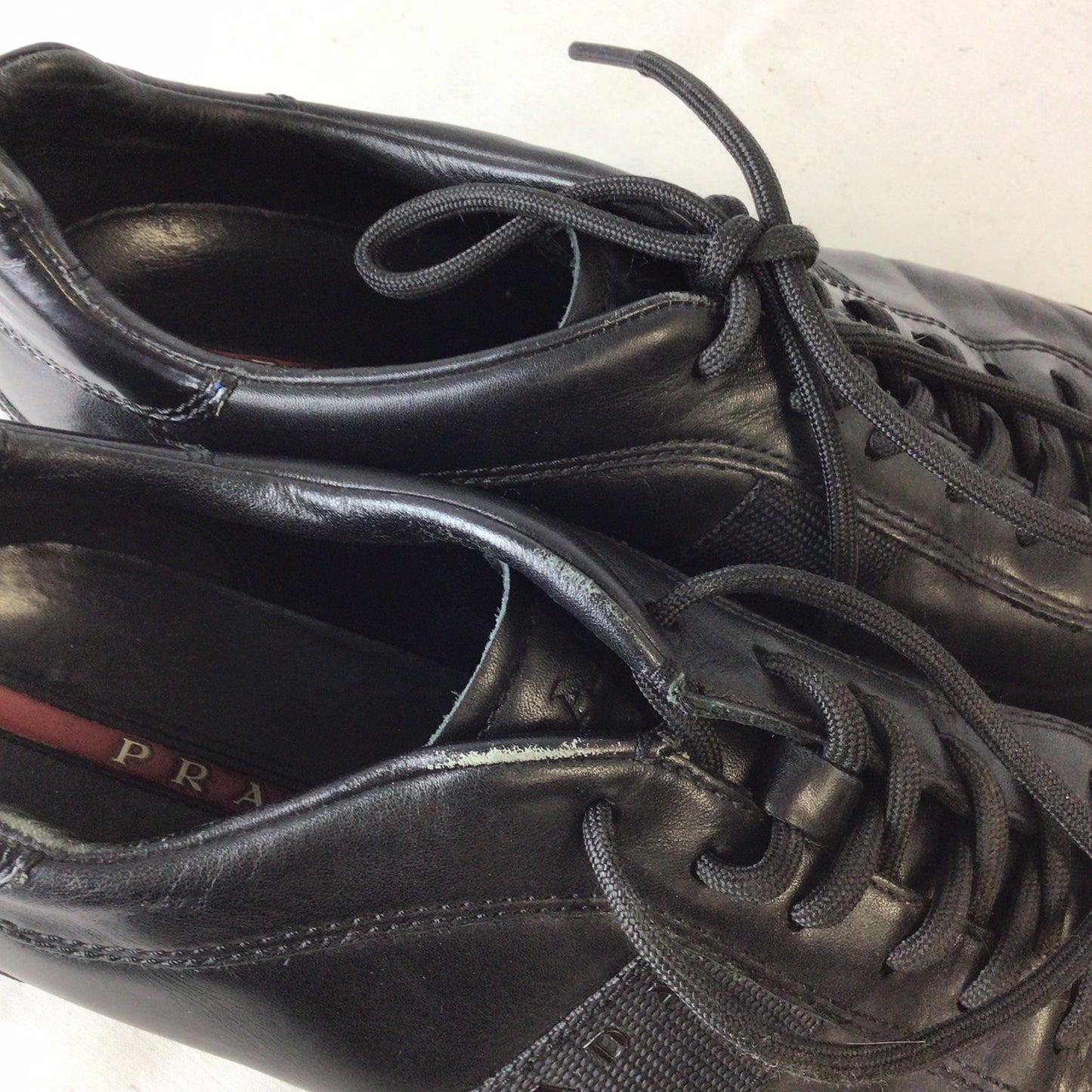 Prada 4E 1628 Black Leather Trainers Size 6.5 UK