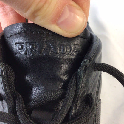 Prada 4E 1628 Black Leather Trainers Size 6.5 UK