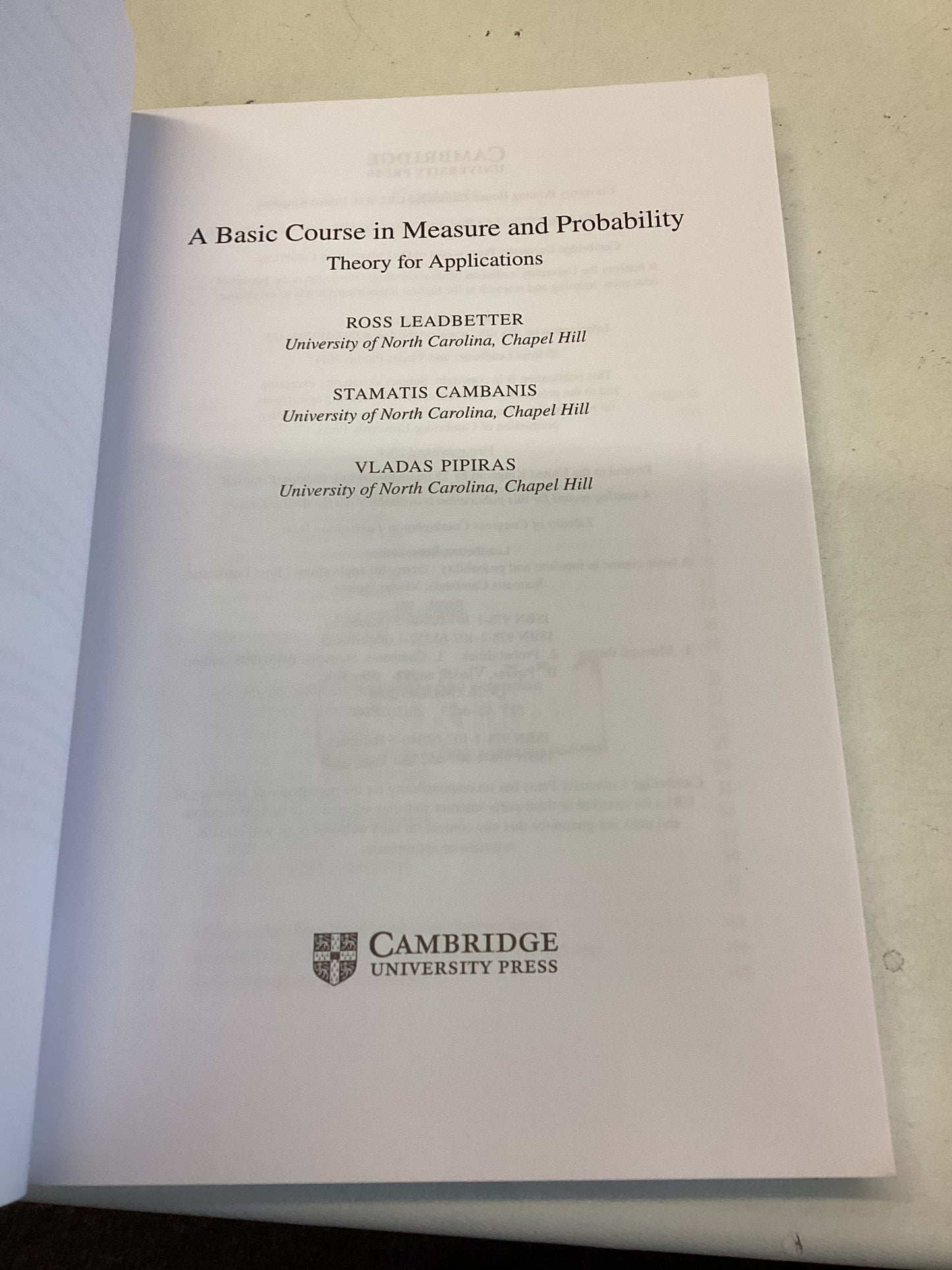 A Basic Course in Measure and Probability Theory for Applications