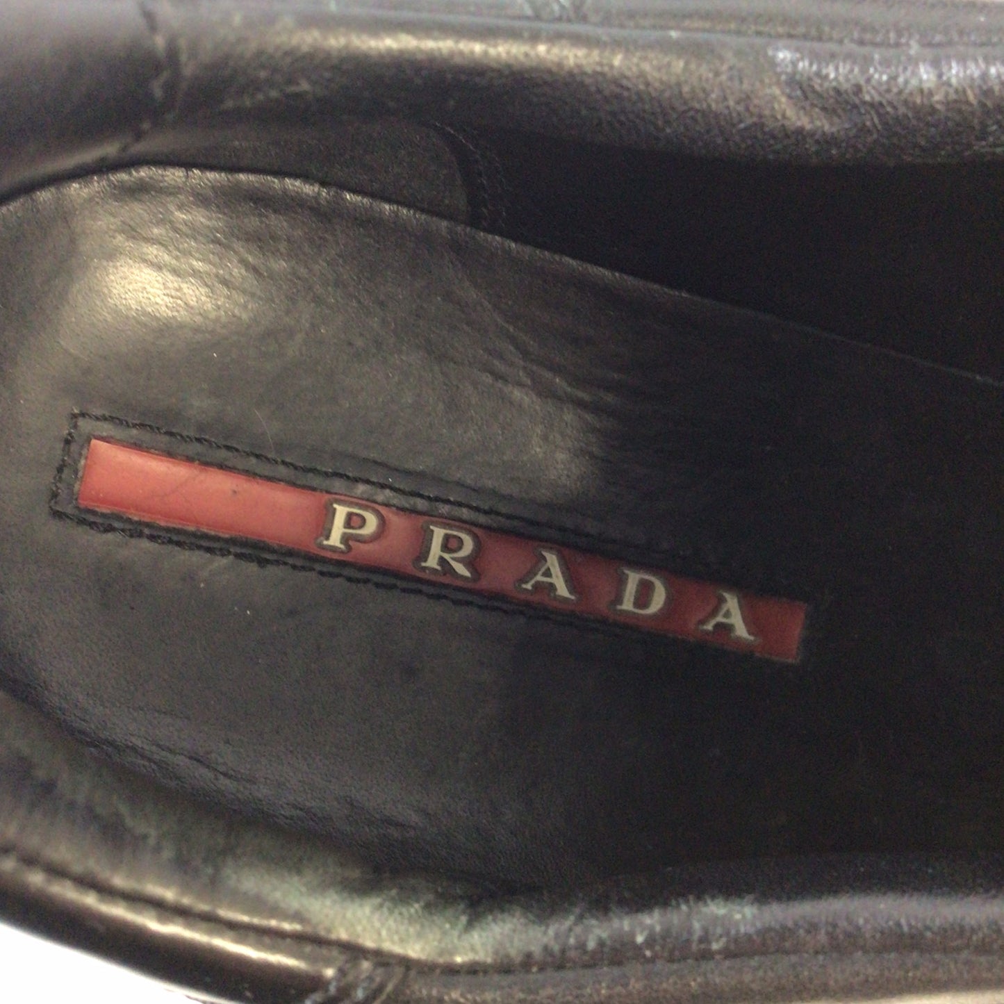 Prada 4E 1628 Black Leather Trainers Size 6.5 UK