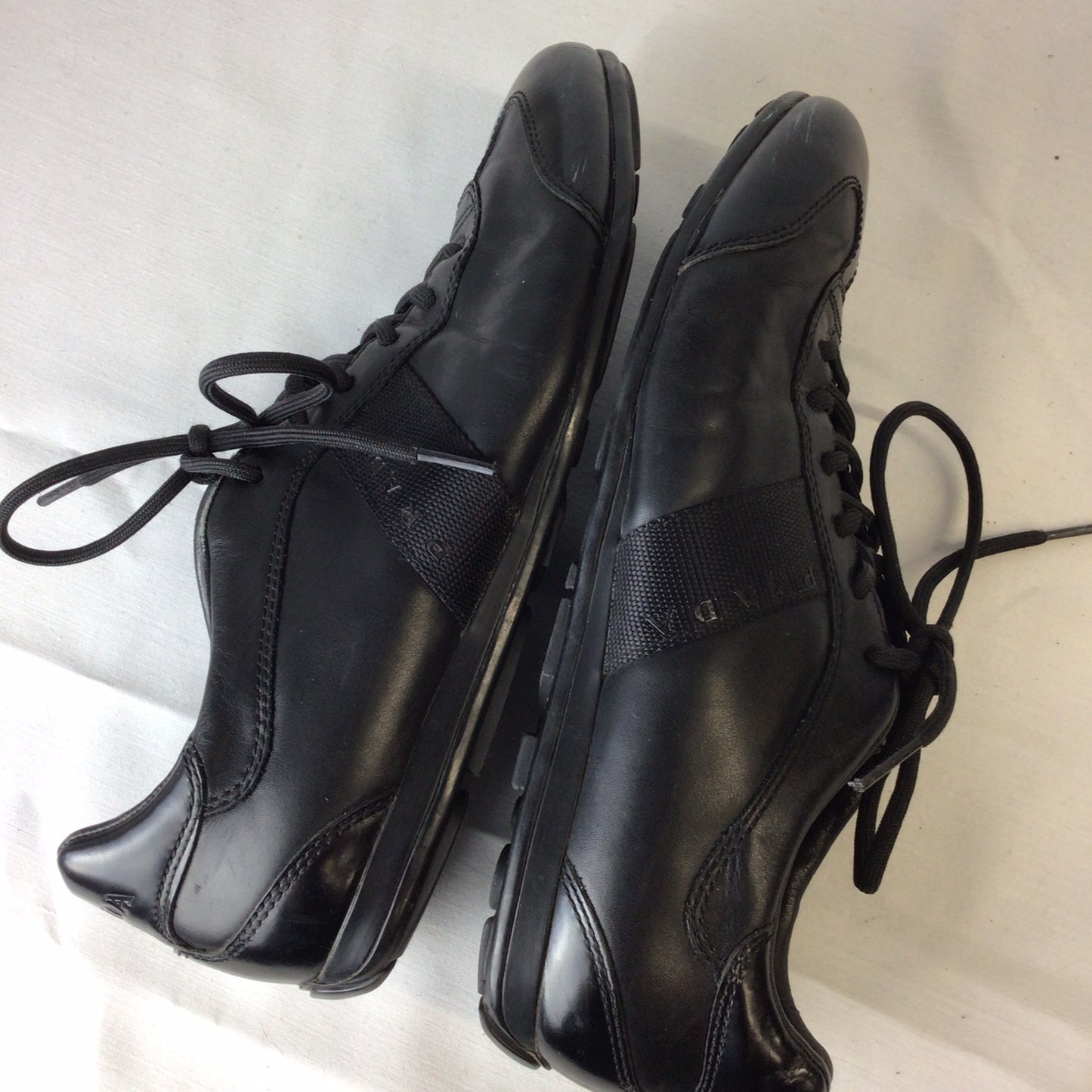 Prada 4E 1628 Black Leather Trainers Size 6.5 UK