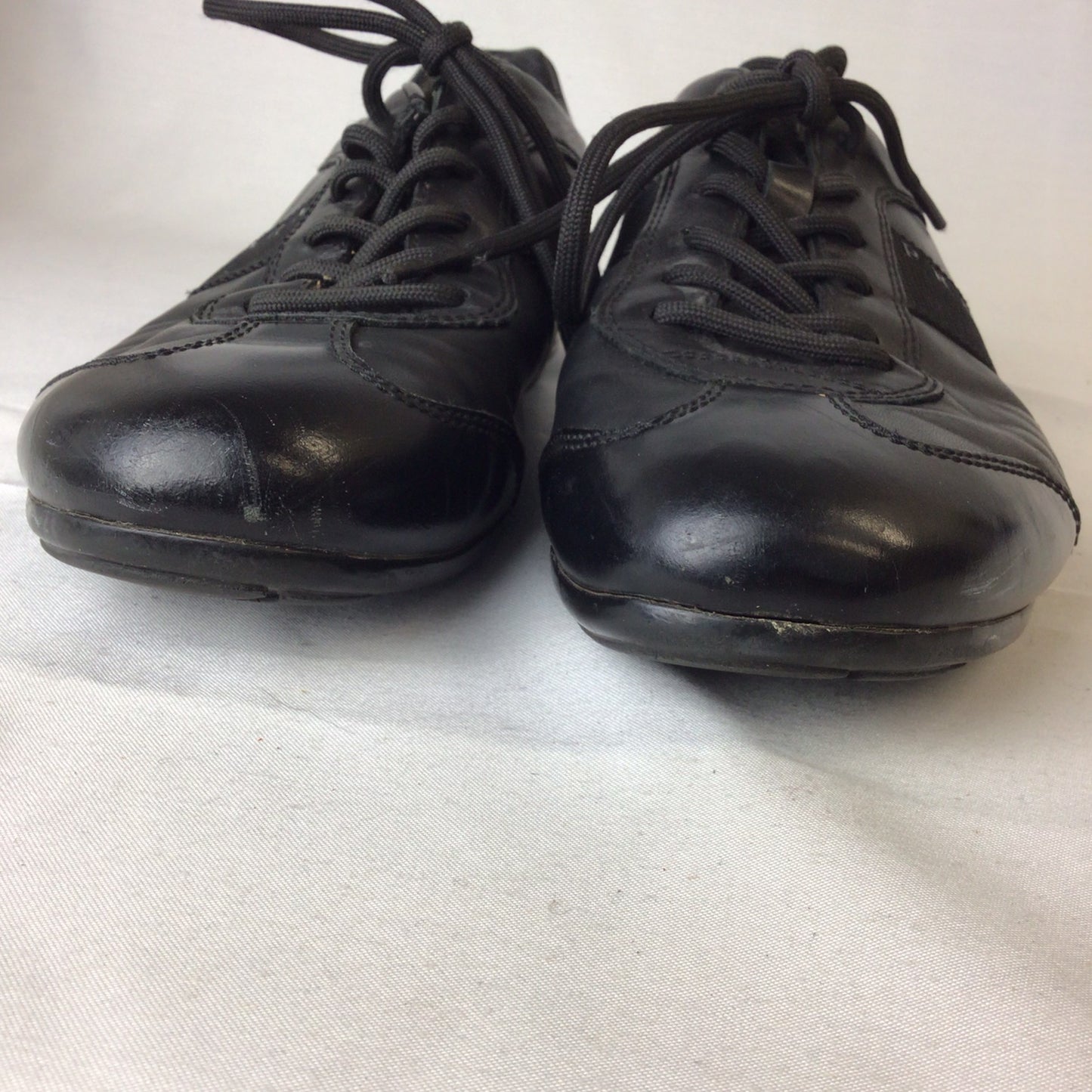 Prada 4E 1628 Black Leather Trainers Size 6.5 UK