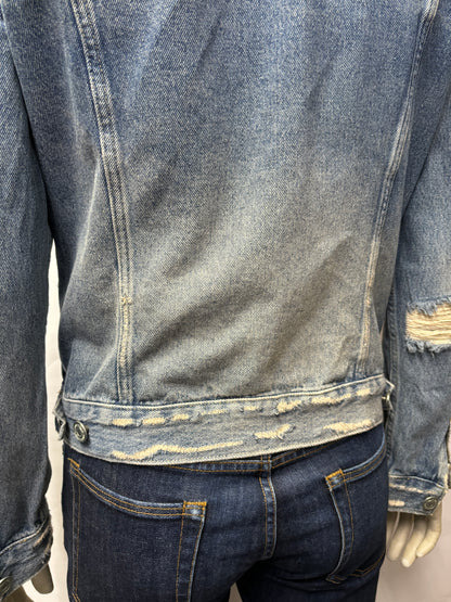 All Saints Blue Distressed Denim Jacket Medium