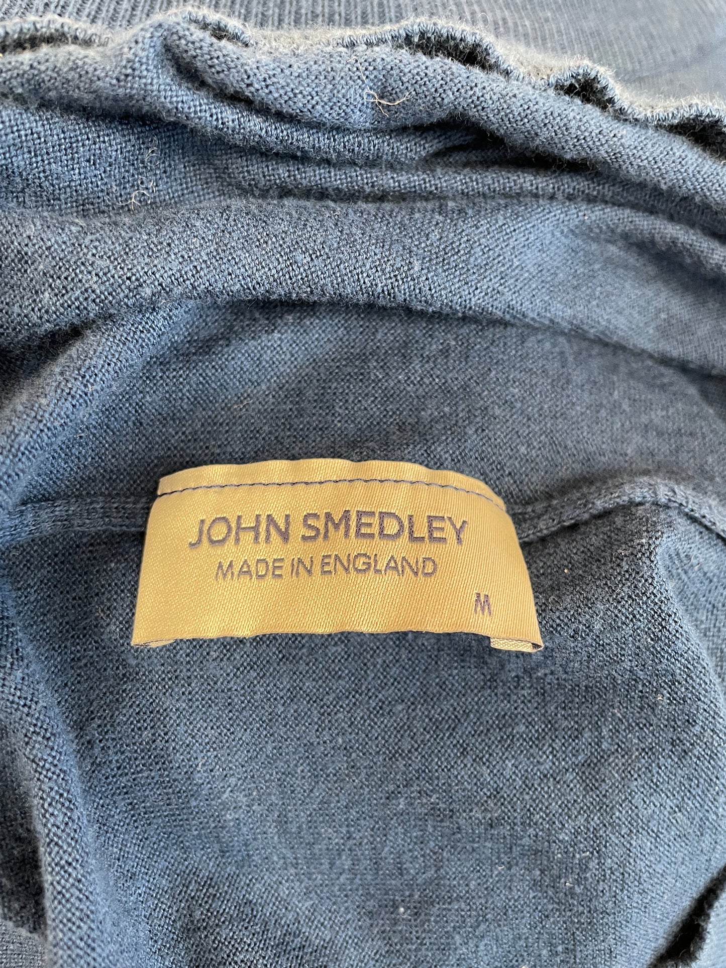 John Smedley Blue Turtleneck Long Sleeve Fine Knit Jumper Medium