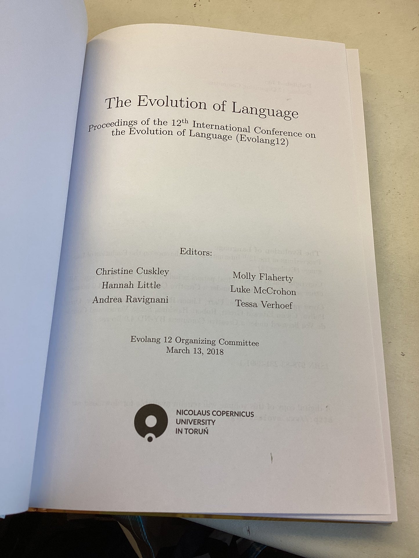 The Evolution of Language Proceedings of the 12th International Conference Torun Poland 2018