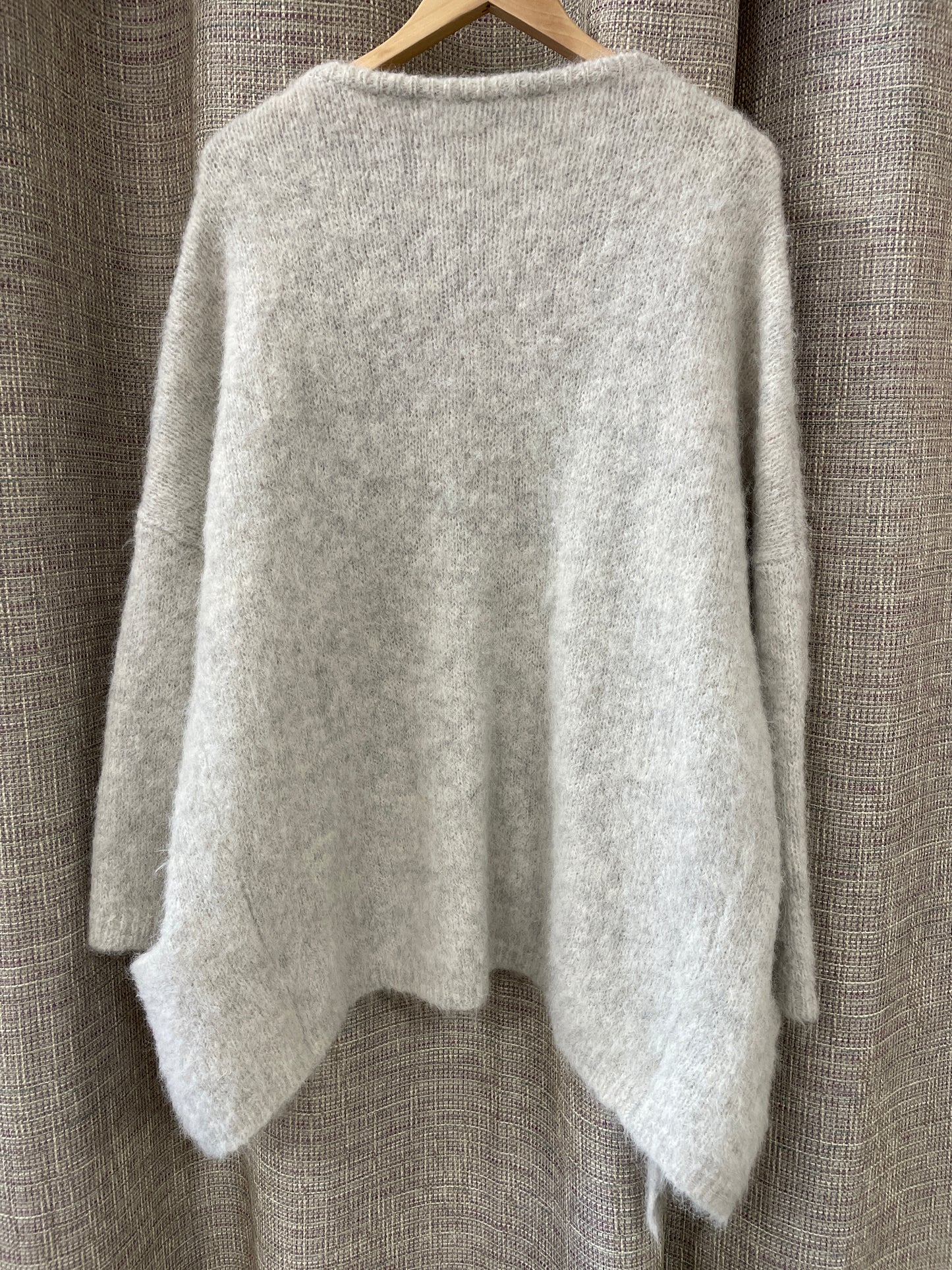 Mint Velvet Grey Fluffy Knit Alpaca Wool Blend Drape Cardigan with Pockets Small