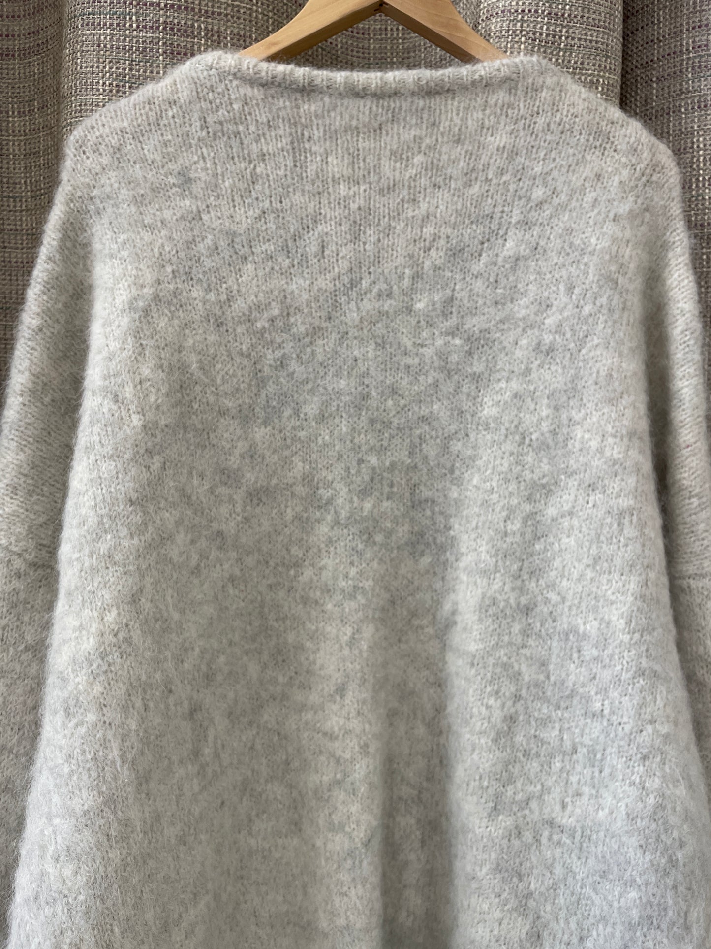 Mint Velvet Grey Fluffy Knit Alpaca Wool Blend Drape Cardigan with Pockets Small