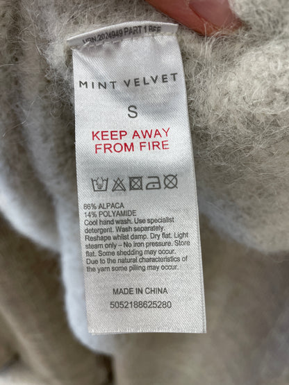 Mint Velvet Grey Fluffy Knit Alpaca Wool Blend Drape Cardigan with Pockets Small