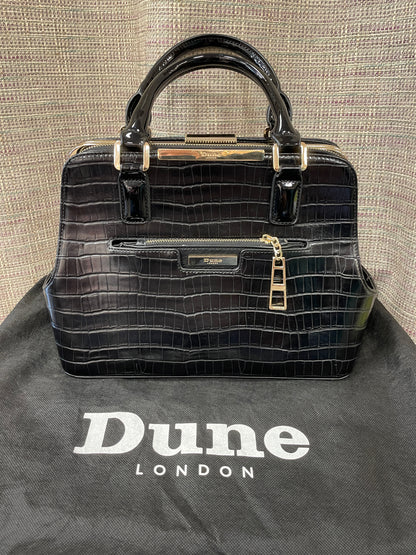 Dune Black Croc Effect Faux Leather Top Handle Day Bag Handbag