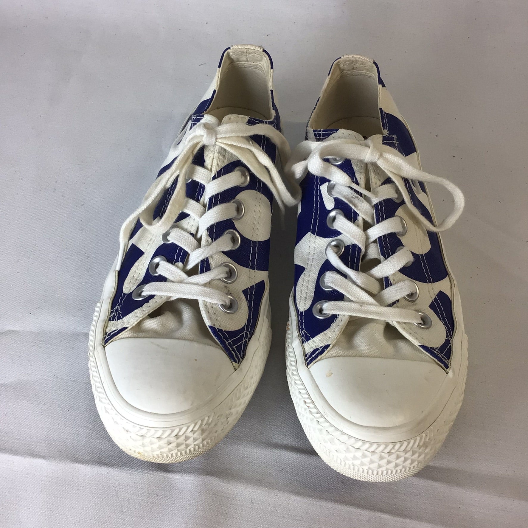Converse Blue White Screen Print Low Top Trainers Size 5 UK Shop for Shelter