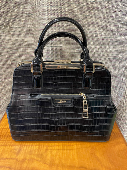 Dune Black Croc Effect Faux Leather Top Handle Day Bag Handbag