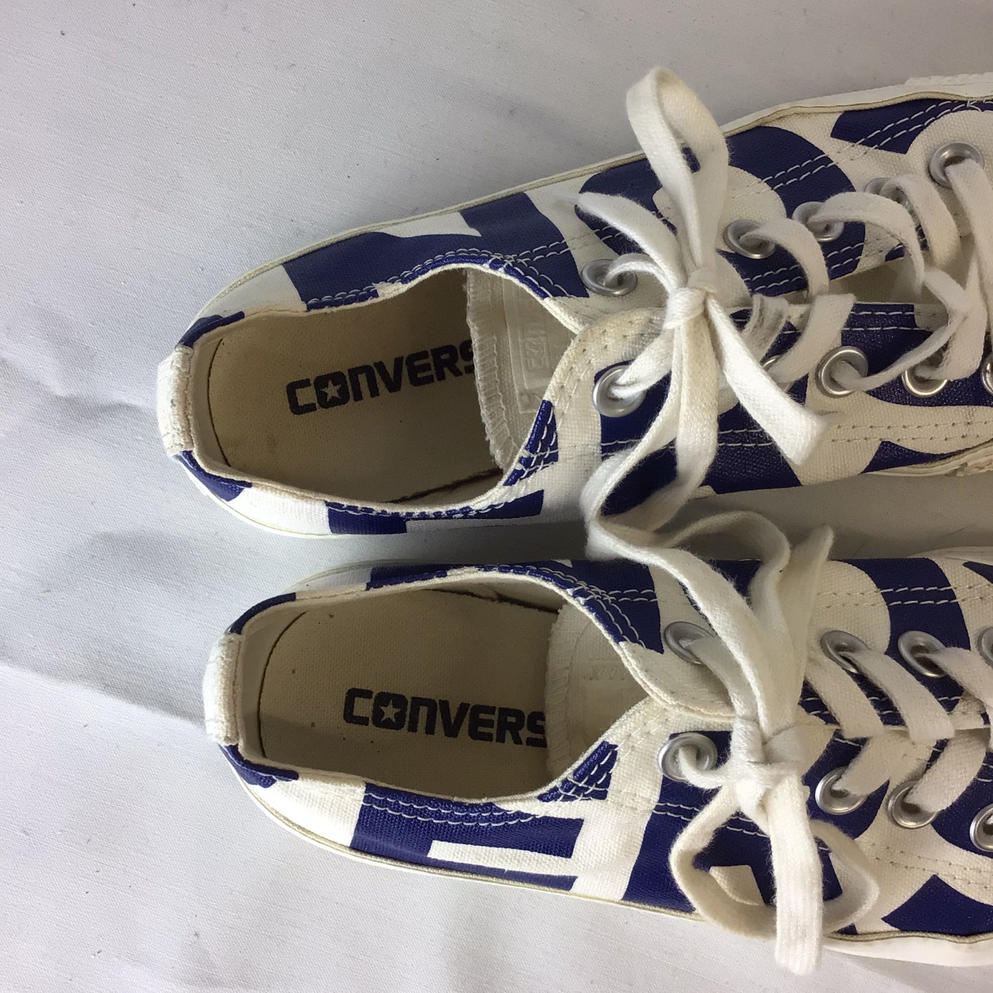 Converse Blue & White Screen Print Low Top Trainers Size 5 UK